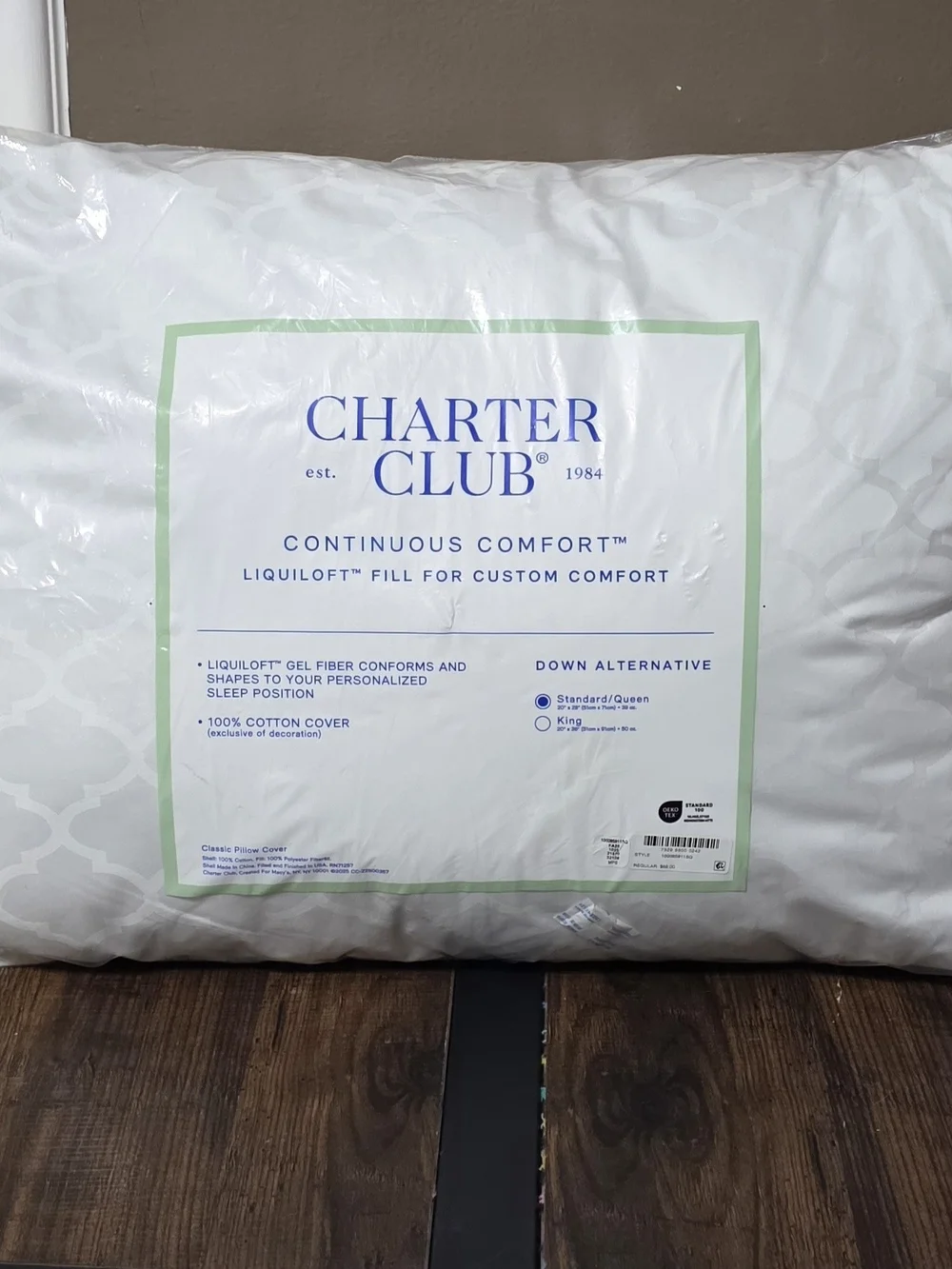 Charter Club Continuous Comfort™LiquiLoft Gel-Like Soft Density Pillow, Standard